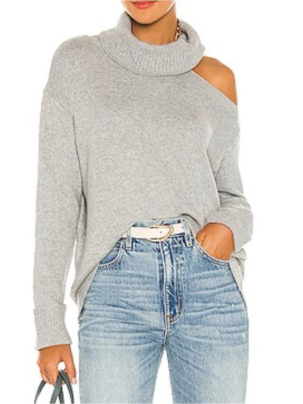 NWT 1. State Gray Turtleneck Cold Shoulder Sweater
